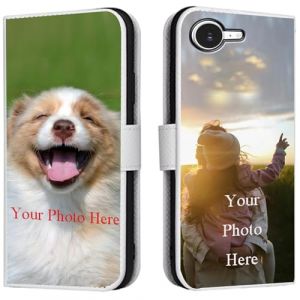 FortiCase Coque Personnalis&eacute;e pour iPhone 8,Cuir Housse Clapet Protection &Eacute;tui Fentes Support Case,Personnalisable Etui avec Votre Propre Photo Image Texte Housse - White-LN4 (Lanni Trade, neuf)