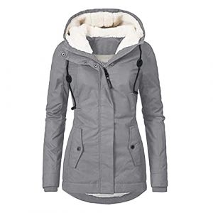 L9WEI Parka d'hiver slim doubl&eacute;e pour femme - Manteau d'hiver chaud avec capuche - Parka &eacute;paisse - Veste d'ext&eacute;rieur pour femme - Veste d'ext&eacute;rieur l&eacute;g&egrave;re, gris, XL (HFGFIVG, neuf)