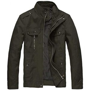 Wantdo Homme Bomber Militaire Classique Veste d'Extérieur Veste Légère Casual Blouson en Coton Manteau Zippé Coupe-Vent Veste Multipoches Elégante Vert Militaire XXL (C'est la vie, neuf)
