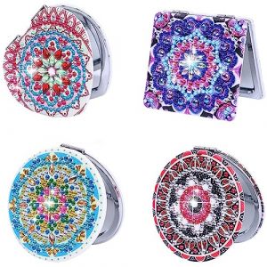 Losueeun Miroir en verre Peinture diamant Miroir grossissant portable pliant pour femmes et filles (Meiqiananshangmao, neuf)