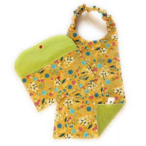 Serviette cantine enfant élastique avec pochette de rangement, serviette maternelle, grand bavoir (Couture et Passions, neuf)