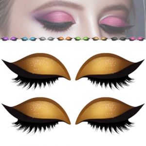 2 paires de patchs pour cils fard à paupières,Autocollants 3 en 1 réutilisables pour paupières,Avec faux cils, fard à paupières, eye-liner, pour soirées, bals de promo (Doré) (zhengzhouraoxuemaoyiyouxiangongsi, neuf)