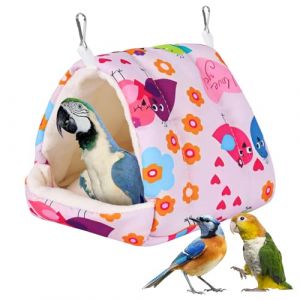 Lit d'oiseau pour cage d'hiver chaud avec crochet de suspension - Accessoires de cage pour petits oiseaux, perruches, calopsittes, calopsittes, conures, hamster (rose, M) (Fnaobai, neuf)