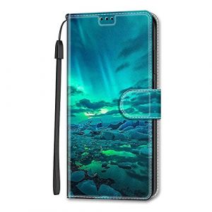 Ucikov Coque Housse Portefeuille pour Huawei Y6 2018,Premium Étanche PU Cuir Etui,HD Motif Faisceau Vert (Ucikov, neuf)