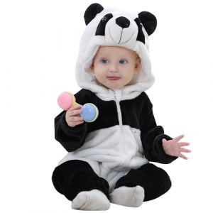 HAHASHOW B&eacute;B&eacute; d'hiver Grenouill&egrave;res Combinaison Unisexe Animal Mignon Flanelle Barboteuses Manteau &agrave; Capuche Enfants Pyjama Jumpsuit pour Gar&ccedil;on et Fille 12-18 Mois, Panda (BabyHome Supply, neuf)