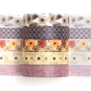 Songdao 5 rouleaux Fantaisie Washi Tape Set, Texture Arts Ruban Adh&eacute;sif D&eacute;coratif Motifs de base Masking Tapes pour Arts, Bullet Journal, Scrapbooking, Bricolage, Emballage (9 jardins vintage) (Yunsi_Store, neuf)