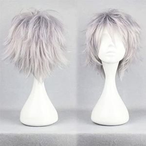 Cybelleza Perruque Femme Court Gris argent&eacute; Perruque Homme Naturelle Anime Cosplay Wig 30cm Unisexe Duveteux Party Halloween Perruque Carnival Costume (Cybelleza store, neuf)