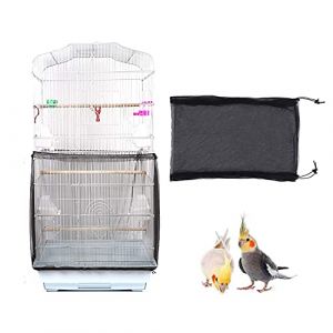 TSHAOUN Housse Cage Oiseau Nylon en Filet de Protection pour Cage Oiseaux Lavable, Housses Anti Graine pour Cages &agrave; Oiseaux, Jupe de Cage &agrave; Perroquet, Attrape Graine (Noir) (XuanPai EU, neuf)