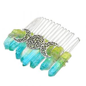 Healvian 1 Pi&egrave;ce Peigne &agrave; cheveux Niang 20 dents bijoux de cheveux pince &agrave; cheveux de la barrette barrettes style hairpin hair clip peigne de repli peigne de fille fil de cuivre Blue (Le Sengyu, neuf)