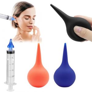 3PCS Poire Lavement Oreilles et 1PC Seringue Oreille Bouchon, Ensemble de Nettoyage Auriculaire, Poire de Nettoyage D'oreille Doux, Seringue D'oreille à Ventouse en Caoutchouc, pour Adultes Enfants (BASTOUR-Official, neuf)