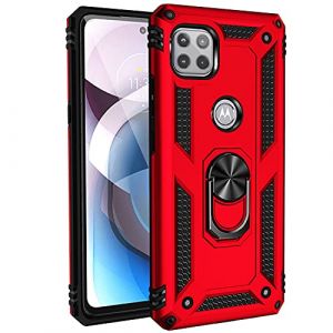 BestST Coque Motorola Moto G 5G/One 5G Ace, + HD Verre Tremp&eacute;, Etui Housse de Protection Antichoc Durable R&eacute;sistante 2 en 1 Hybride PC TPU &Eacute;tui T&eacute;l&eacute;phone Motorola Moto G 5G/One 5G Ace,Rouge (BestST, neuf)