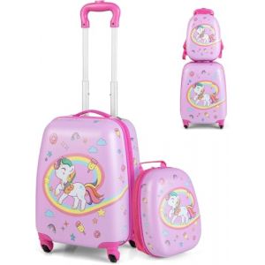 SOARS Valise et Sac &agrave; Dos Enfant - 16" avec Roulette + 12" Sac, Poign&eacute;e R&eacute;glable &agrave; 3 Niveaux, Bretelles Larges, L&eacute;ger de 2,5 KG, Transportable dans l'Avion - pour Fille 3-10 Ans (Magichome24, neuf)