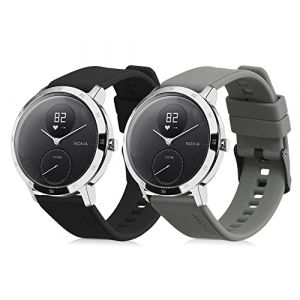 kwmobile Bracelet Compatible avec Withings ScanWatch 42mm / Steel HR 40mm / ScanWatch Horizon Bracelet - 2X Bracelet de Rechange en Silicone pour Fitness Tracker - Noir-Gris (KW-Commerce, neuf)