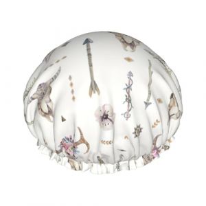 Bonnet de douche de luxe pour femmes, crâne de taureau Ribal sur blanc, Double protection, bonnet de douche élastique et réutilisable, réglable (350322MAQQQ, neuf)