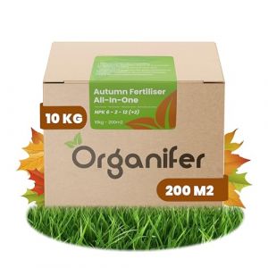 Engrais D'Automne Tout-En-Un (10 Kg - 200 M2) - Riche En Potassium - Engrais Pour Pelouse Automne - Engrais Pour Pelouse - Augmente La Résistance De La Pelouse Au Gel - Sécheresse - Organifer (Wilpe Store, neuf)
