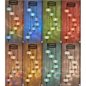 DEMMEX Lustre &agrave; suspendre en mosa&iuml;que marocaine turque avec cordon de 4,5 m et prise, aucun c&acirc;blage n&eacute;cessaire &ndash; Se branche sur une prise murale, 130 cm, multicolore (DEMMEXUK, neuf)