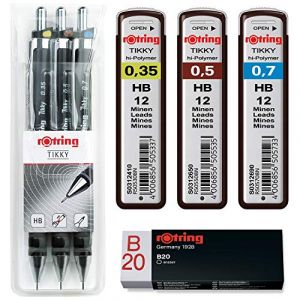 Rotring Tikky Set de porte-mines, 3er Komplettset mit Minen und Radierer, 1 (allpremio, neuf)