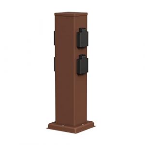 ledscom.de Garten Colonne de Prises de Courant Polly pour l'extérieur, IP44, 4X, Acier Inoxydable, Brun, carré, 40 cm (LEDs Com GmbH, neuf)