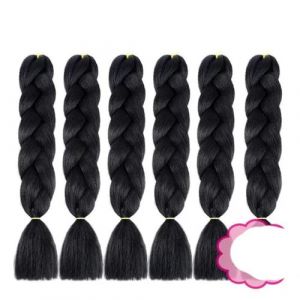 WBLSPA Extensions de Cheveux de tressage de Tresses Jumbo synthétiques pour Femmes Texture Noir Bleu Hair-1-24inches-CHINA-6Pcs/Lot (guangzhouliyeshangmaoyouxiangongsi 85244, neuf)