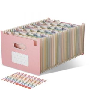 EcoStash Trieur A4 26 Compartiments, Rangement Papier Administratif, Organiseur de Dossiers Accordéon en Paille de Blé, Classeur Range Document, Sans BPA, Retour à la Nature, Vie Saine - Rose Fraise (EcoStash Direct, neuf)