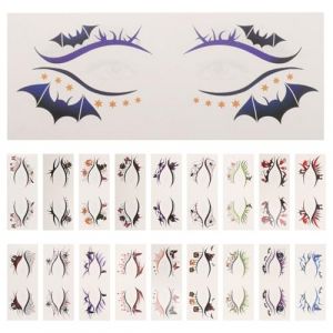 WRITWAA 19pi&egrave;ces Autocollants Tatouage Eyeliner T&ecirc;te De Mort Pour Halloween Motifs Citrouille Et Toile Araign&eacute;e Stickers Fard &agrave; Paupi&egrave;res Imperm&eacute;ables (Saieli, neuf)