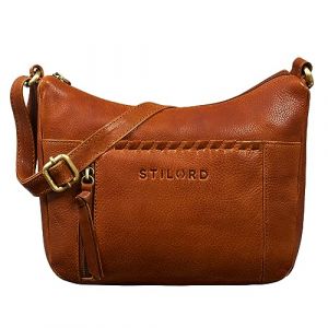 STILORD 'Nia' Femme Sac &agrave; Bandouli&egrave;re Petit Cuir Sacs &agrave; Main Femmes Vintage Sacoche &Eacute;l&eacute;gant Besace Handbag Women en Cuir Authentique, Couleur:texas - marron (STILORD Cuir, neuf)