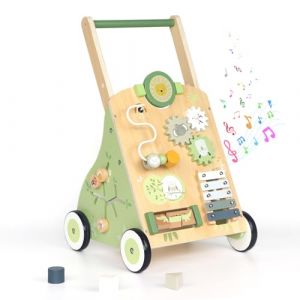 Nastopee Chariot De Marche En Bois Pour B&eacute;b&eacute;,9 En 1 Trotteur D'Activit&eacute;s Gar&ccedil;on et Fille,Avec Centre D'Activit&eacute;,Cadeau Jouet D'Apprentissage Multiples Pour B&eacute;b&eacute; 12 Mois+ (Vert) (SILVER LION Limited, neuf)