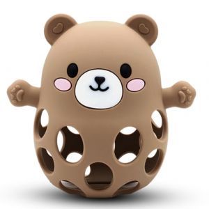 Anneau de Dentition en Petit ours pour B&eacute;b&eacute;en Silicone de Qualit&eacute; Alimentaire, Jouet B&eacute;b&eacute; 3 Mois, Sensorielle Montessori Jouet &Eacute;veil B&eacute;b&eacute; 3 6 9 12 Mois Fille Gar&ccedil;on, Beige (luoyangkaisushangmaoyouxiangongsi, neuf)