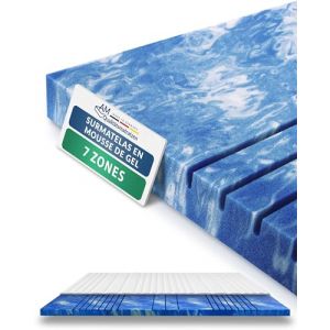 Surmatelas memoire de Forme 180x190 Moelleux 8 cm - Surmatelas Epais en Mousse de Gel - Housse de surmatelas Respirante - 7 Zones pour Un Sommeil Confortable - Surmatelas 180 x 190 epaisseur 8cm (AM Quality, neuf)