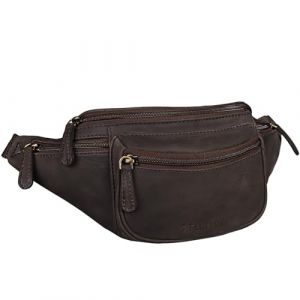 STILORD 'Eliah' Vintage Sac Banane en Cuir Ceinture Réglable Poche Ventrale Sacoche Banane idéal Sport Voyages Quotidien Durable, Couleur:Marron - foncé pâle (STILORD Cuir, neuf)