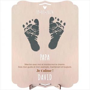 nagu® Cadre En Bois Avec Phrase Pour Empreinte Bébé Pied Et Main - Cadeau Naissance & Anniversaire Papa - Personnalisable Avec Noms & Dates - Parfait Pour Jeunes Parents & Grands-Parents (nagu llc, neuf)