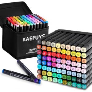 80 Couleurs Feutres Coloriage Adulte, Marqueur Twinmarkers avec Base et Sac, Portable Feutre Alcool Dessin Professionnels pour Coloriage Écriture et Dessin Feutre Coloriage (YEZEGO LIMITED, neuf)