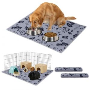 NEO SOLVO Lot de 2 Tapis Alese Lavable, Absorbant, Imperm&eacute;able et Antid&eacute;rapant - Chien, Cochon d'Inde, Lapin en Fond de Cage, sous Les Gamelles, Apprentissage de la propret&eacute; - 120 x 160 cm - Gris (Neo Solvo, neuf)