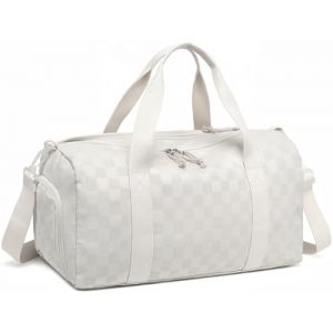 Sac de sport pour enfant garçon et femme avec compartiment à chaussures et compartiment humide, sac de bain, adolescent, petit sac de voyage, sac de fitness, Grille beige, Sports (LEDAOU, neuf)