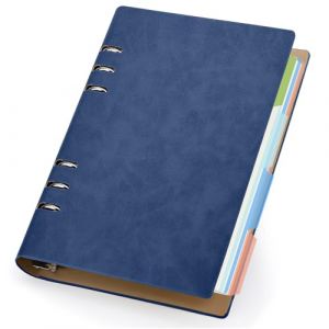 Yarotm A5 Carnets et Journaux - Classeur A5 - Carnet &agrave; Anneaux 14x21cm - Agenda 6 Anneaux avec 100gsm Lign&eacute; 7mm Papier 150 Feuilles - Bloc de Notes Notebook Rechargeable en Cuir PU Bleu Fonc&eacute; (Droking, neuf)