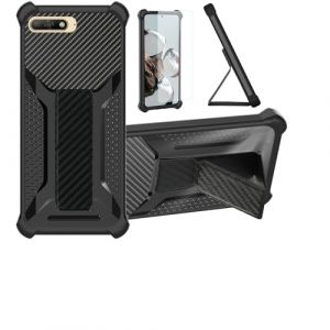 Aroepurt Coque pour Huawei Y6 2018 Coque &Eacute;tui Case Cover Hybride [avec Protection d'&eacute;cran en Verre tremp&eacute;] [Support magn&eacute;tique Pliable] [givr&eacute; r&eacute;sistant aux Empreintes digitales] Noir (Huayijie-eu, neuf)