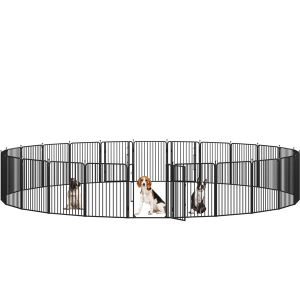 Yaheetech Parc pour Chiens Enclos pour Chiot en 24 Panneaux Cage Chenils Chien de 80 cm de Haut avec Serrure intégrée Fils métalliques renforcés de 8 mm (Yahee365, neuf)