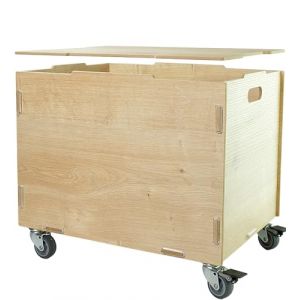 clipfritz - Caisse avec roulettes et couvercle 45,5x34,5x39,5cm (Coffre en bois avec poignées) - Caisses de rangement avec roues - Bac de rangement/Boîte de rangement pour documents, jouets, livres (5ELF GmbH, neuf)