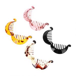 BESPORTBLE Lot De 4 &Eacute;pingles &Agrave; Cheveux Banane Pour Cheveux &Eacute;pais Et Boucl&eacute;s Pinces Banane Pour Cheveux Fins Et Fins Accessoires Pour Queue De Cheval Pinces Banane Verticales En Plastique (Breeze & Leaves, neuf)