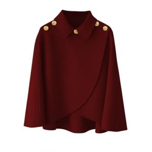 Rayson Poncho Ch&acirc;le Femme Capes Poncho Femme Hiver Chaud Chic et Elegant avec Boutons Chale pour l' Automne Hiver Bordeaux (GTP Shop, neuf)