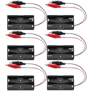 Gebildet Double Support de Pile AA, 2 Supports de Pile AA de 1,5 V avec Fils à Pince Crocodile, Support de Pile AA avec Fils à Pince Crocodile (Paquet de 6) (Gebildet-FR, neuf)