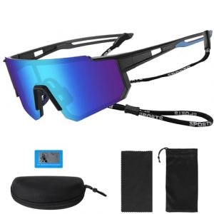 Roselee Lunette de Vitesse Homme Femme Lunette de Cyclisme Polaris&eacute;es Lunette pour Velo de Route Cyclisme Lunettes de Soleil UV400 Sport pour V&eacute;lo Course Conduite Ski Raves P&ecirc;che Golf Conduite,Bleu (Roselee Direct, neuf)