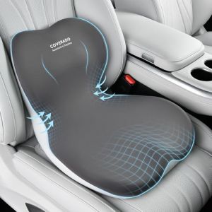 Coverado Coussins d'assise et oreillers de Soutien Lombaire One-pièce pour Les chaises de Bureau Auto, Ergonomie Mousse Mémoire Chaises Coussins Oreiller de Soutien du Dos, sciatique et Coussin (Coverado, neuf)