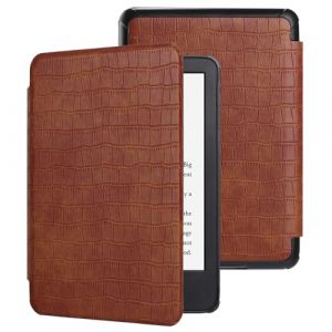 MOKASE Étui pour 6" Kindle Paperwhite 5/6/7ème Génération 2012,2013,2015,2016 (Modèle: EY21/DP75SDI), Cuir Synthétique Rigide Housse avec Dragonne pour Kindle Paperwhite 6 Pouces, Crocodile Brown (MOKASE, neuf)