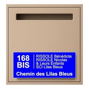 Plaque Boite aux Lettres Personnalisable - 24x10 cm - Num&eacute;ro de Maison et Adresse - Grav&eacute;e et Personnalis&eacute;e - Signal&eacute;tique Maison, Cabinet, Entreprise, Bureau, Etiquette avec Nom (Bleu) (France-gravures, neuf)