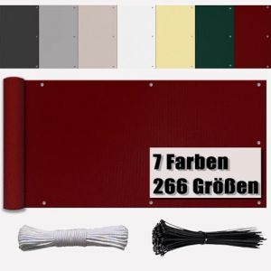 Ufamiluk Cache Balcon 150x600cm R&eacute;sistant aux UV PES Vent Protection Imperm&eacute;able Toile Brise Vue occultant pour Terrasse Jardin Balcon Patio VinRouge 1m50 de Hauteur (Happyhome88, neuf)