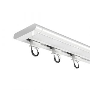 Rail De Rideau De Plafond Ultra-Fin Tringle A Rideaux Silencieux En Alliage D'aluminium Installation De Trous Perforés Rail Rideaux Pour Bureau, Salon, Chambre(White,250cm/8.2ft(2 * 125cm)) (Lzb ymx, neuf)