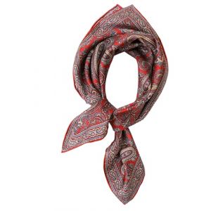 Prettystern Foulard en soie roulott&eacute; &agrave; la main pour femmes et hommes pur soie bandana &eacute;t&eacute; printemps 40 rouge motif cachemire (PrettyLand.eu, neuf)