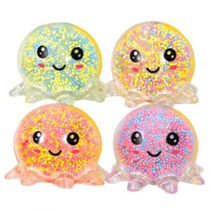 4 Pi&egrave;ces Pieuvre Lumineuse Balle Squishy, Balle Anti-Stress Soft, Boule De Poulpe &Agrave; Bulles, Boule D'&eacute;vent De Calmar Lumineux, Balle De Jouet Compressible, Soulagement Stress Jouet pour Enfant Adulte (yumksn, neuf)