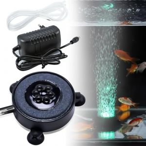 ASOFTY Pierre &agrave; air d'aquarium con LED, Lumi&egrave;re &agrave; Bulles d'Air, LED &Eacute;clairage Color&eacute; pour Aquarium avec Trou, Diffuseur d'Air pour Aquariophilie pour D&eacute;coration d'Aquarium (ASOFTY, neuf)